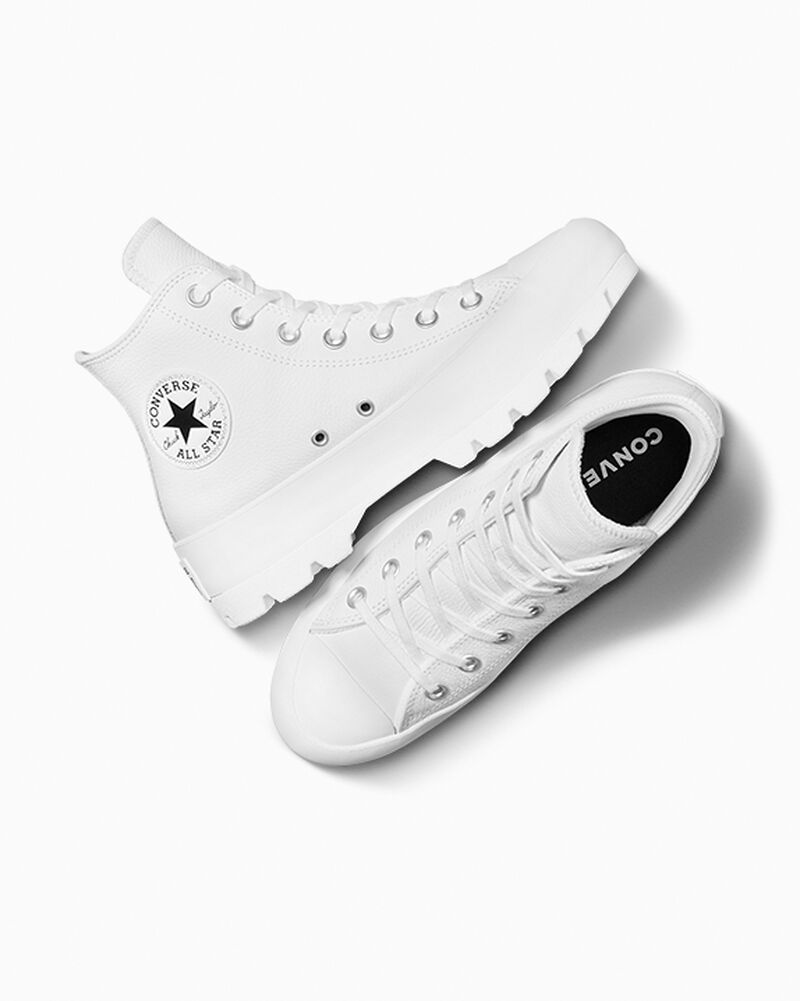 Dámské Boty Na Platformy Converse ​Chuck Taylor All Star Lugged Læder Bílé Černé Bílé | 2895-HRMAI