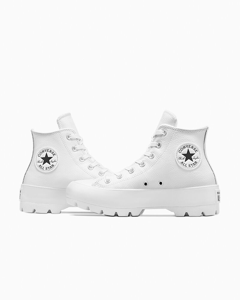 Dámské Boty Na Platformy Converse ​Chuck Taylor All Star Lugged Læder Bílé Černé Bílé | 2895-HRMAI