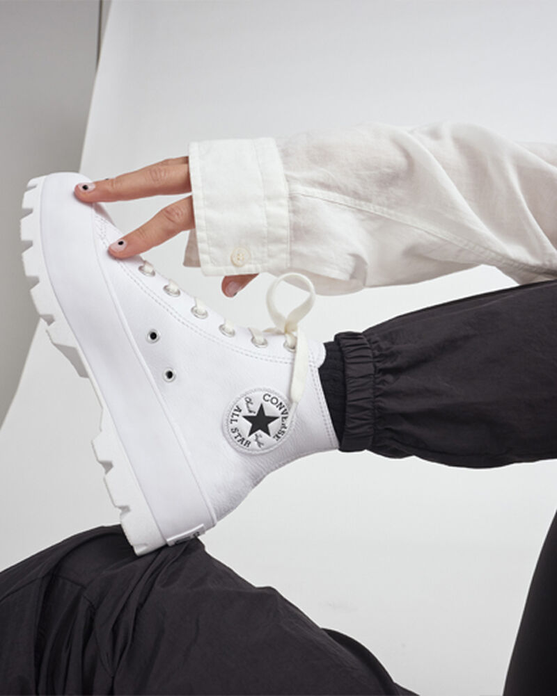 Dámské Boty Na Platformy Converse ​Chuck Taylor All Star Lugged Læder Bílé Černé Bílé | 2895-HRMAI