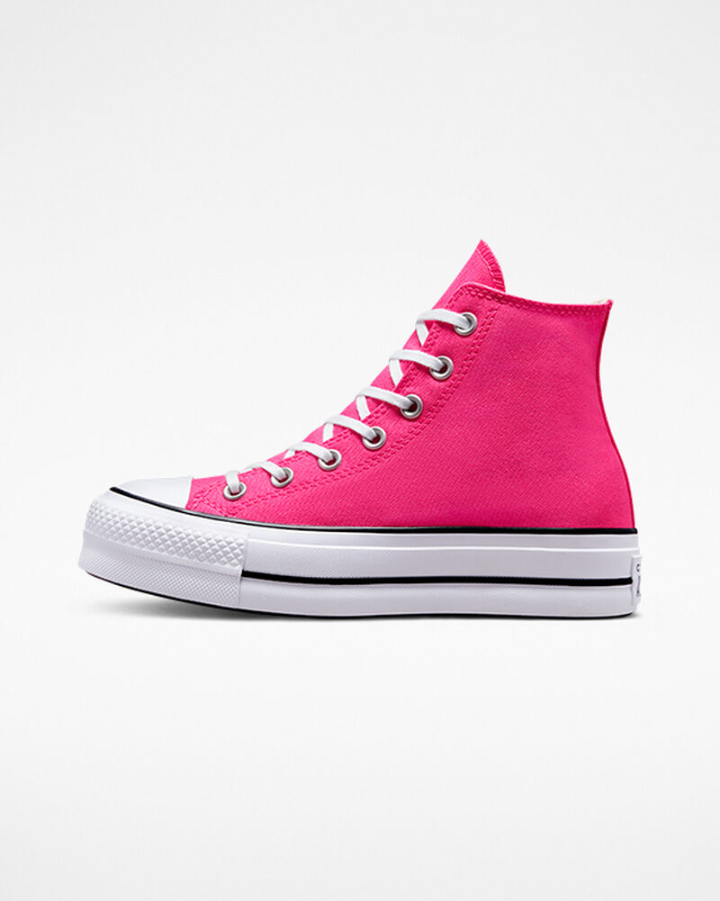 Dámské Boty Na Platformy Converse ​Chuck Taylor All Star Lift Platene Růžové Černé Bílé | 3048-EHUYR