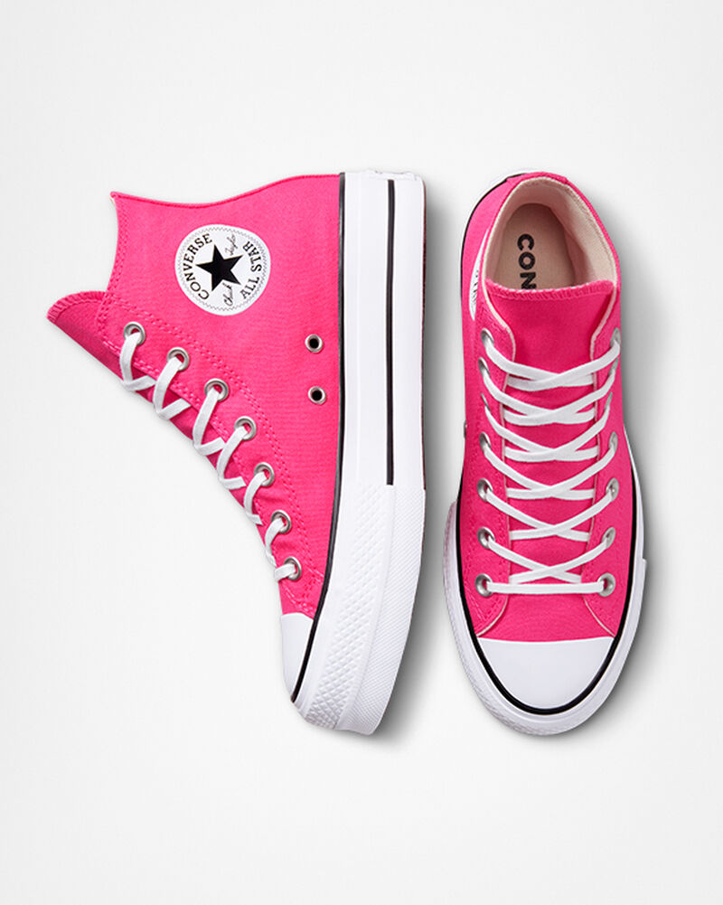 Dámské Boty Na Platformy Converse ​Chuck Taylor All Star Lift Platene Růžové Černé Bílé | 3048-EHUYR