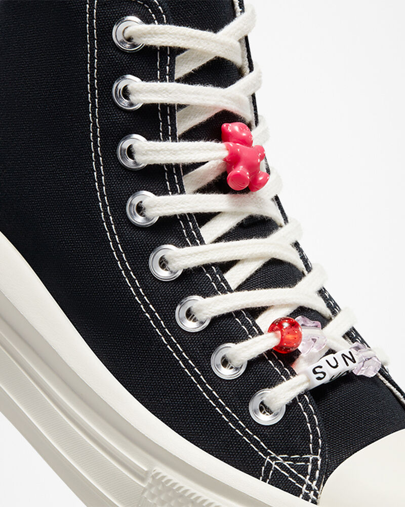 Dámské Boty Na Platformy Converse ​Chuck Taylor All Star Move DIY Beads Černé Fialové | 3897-ZOJUN