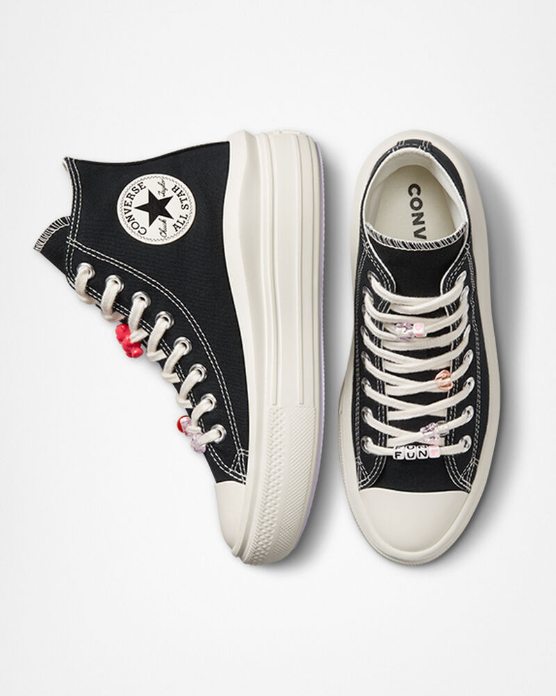 Dámské Boty Na Platformy Converse ​Chuck Taylor All Star Move DIY Beads Černé Fialové | 3897-ZOJUN