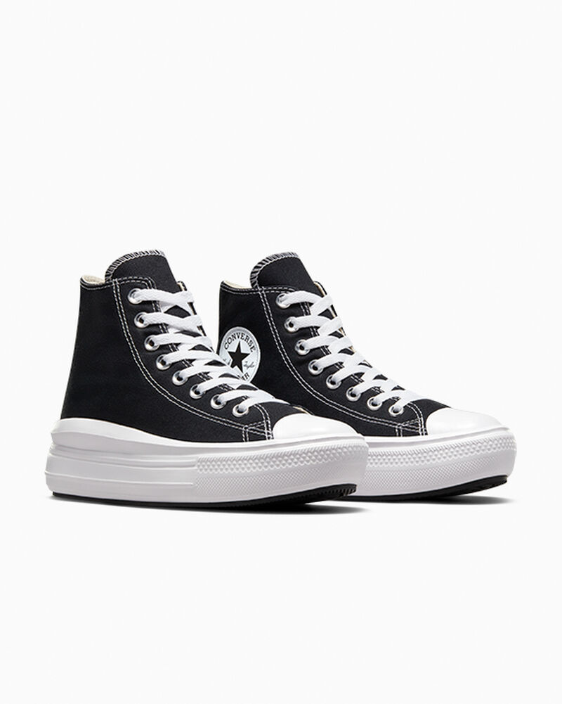 Dámské Boty Na Platformy Converse ​Chuck Taylor All Star Move Černé Béžový Bílé Bílé | 4097-MZLUH