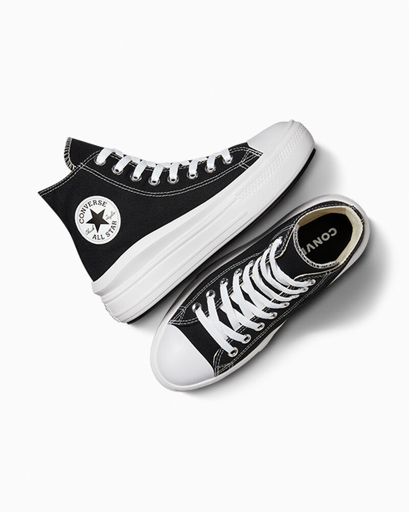 Dámské Boty Na Platformy Converse ​Chuck Taylor All Star Move Černé Béžový Bílé Bílé | 4097-MZLUH