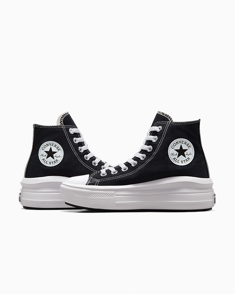 Dámské Boty Na Platformy Converse ​Chuck Taylor All Star Move Černé Béžový Bílé Bílé | 4097-MZLUH