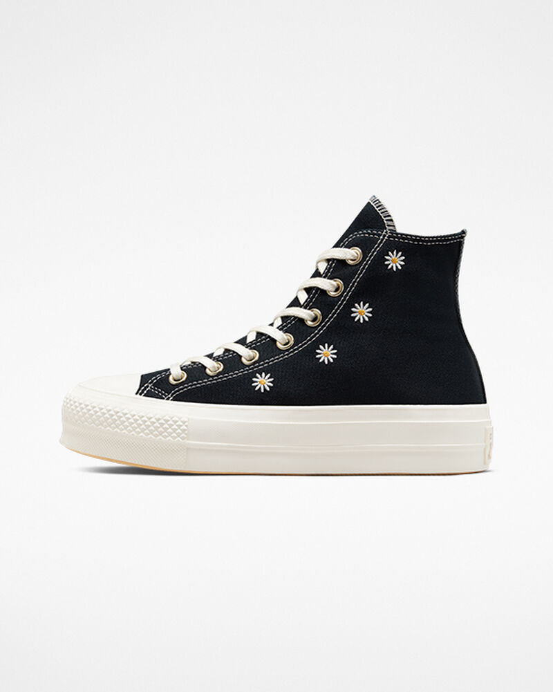 Dámské Boty Na Platformy Converse ​Chuck Taylor All Star Lift Festival Florals Černé Světle Zlaté | 4523-NWQLD