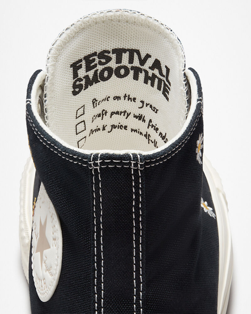 Dámské Boty Na Platformy Converse ​Chuck Taylor All Star Lift Festival Florals Černé Světle Zlaté | 4523-NWQLD