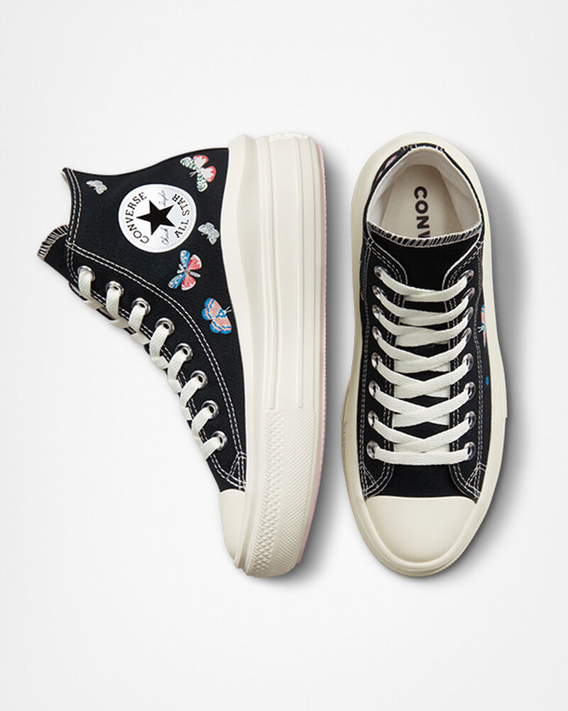Dámské Boty Na Platformy Converse ​Chuck Taylor All Star Move Butterfly Wings Černé Růžové | 4582-KLBRP