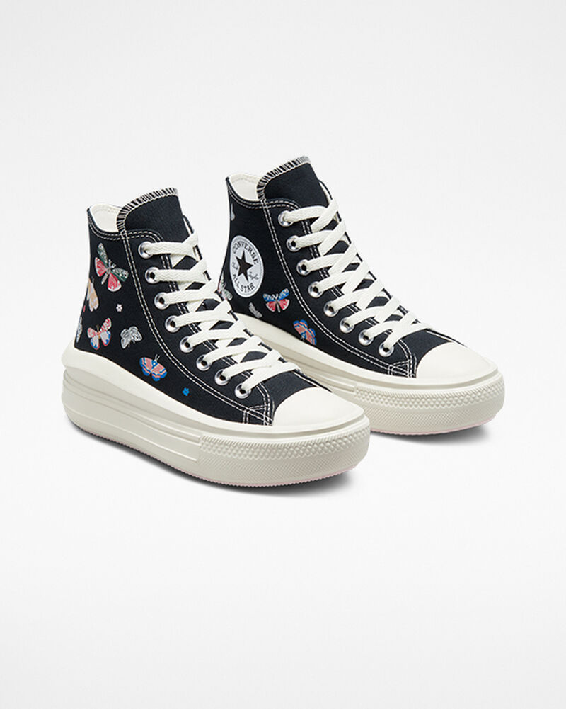 Dámské Boty Na Platformy Converse ​Chuck Taylor All Star Move Butterfly Wings Černé Růžové | 4582-KLBRP