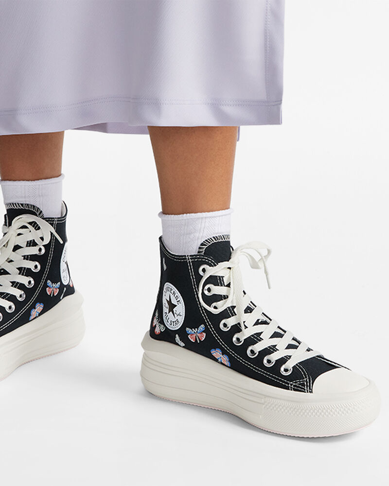 Dámské Boty Na Platformy Converse ​Chuck Taylor All Star Move Butterfly Wings Černé Růžové | 4582-KLBRP