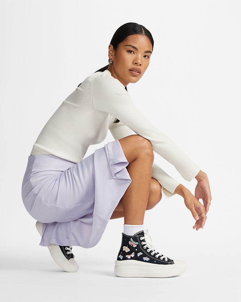 Dámské Boty Na Platformy Converse ​Chuck Taylor All Star Move Butterfly Wings Černé Růžové | 4582-KLBRP