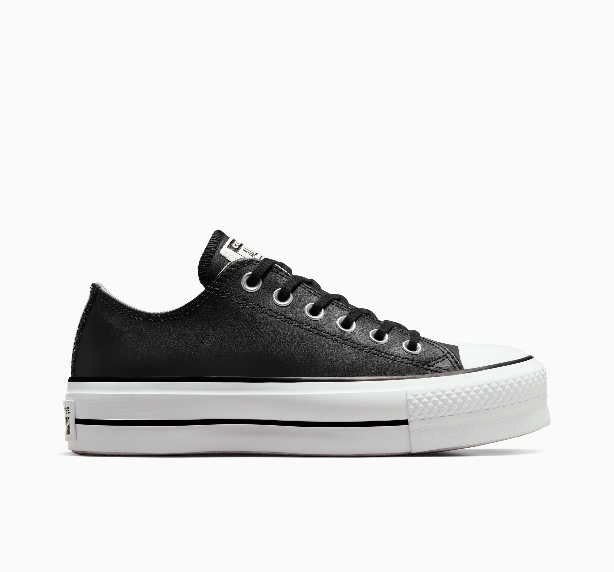 Dámské Boty Na Platformy Converse ​Chuck Taylor All Star Lift Læder Černé Černé Bílé | 4976-PYJXU
