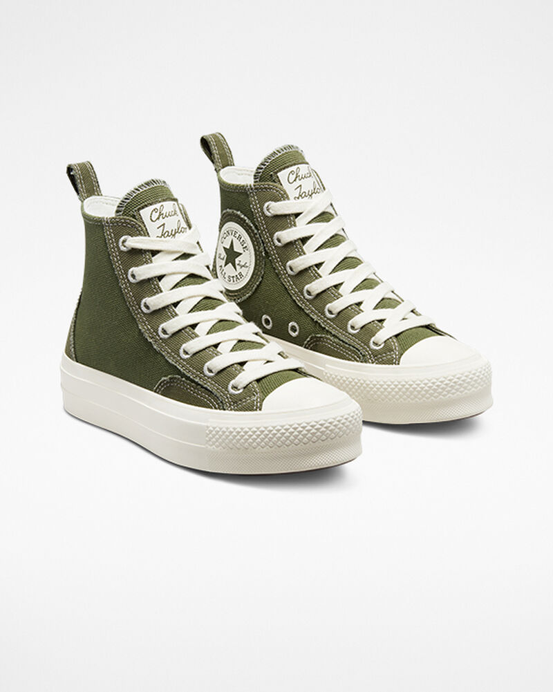 Dámské Boty Na Platformy Converse ​Chuck Taylor All Star Lift Oversized Patch Utility/Egret/Egret | 5073-GHYEU