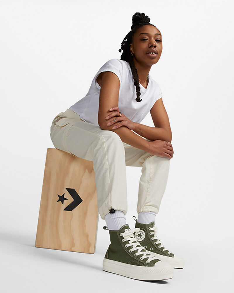 Dámské Boty Na Platformy Converse ​Chuck Taylor All Star Lift Oversized Patch Utility/Egret/Egret | 5073-GHYEU