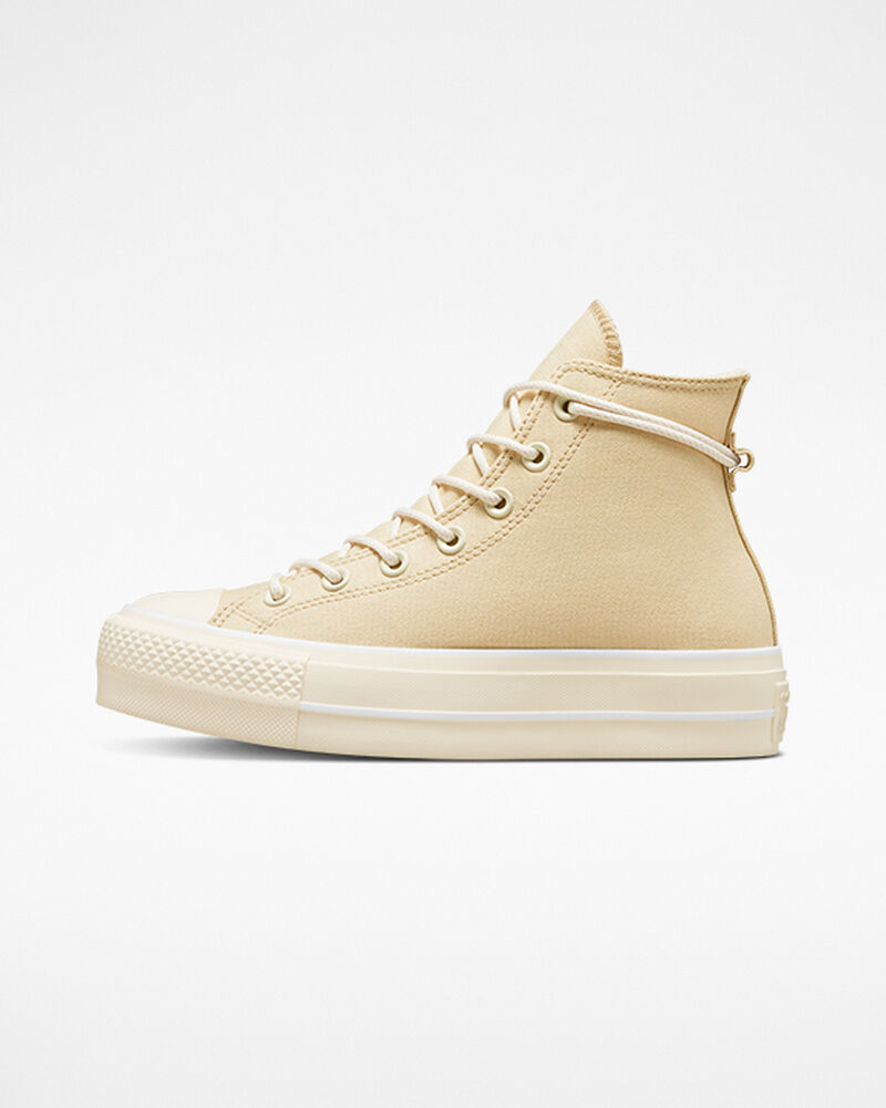 Dámské Boty Na Platformy Converse ​Chuck Taylor All Star Lift Platene Oat Milk/Oat Milk | 5432-ZWRUP