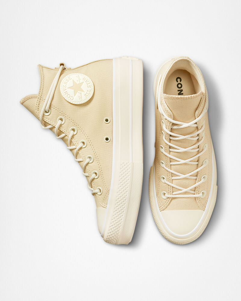Dámské Boty Na Platformy Converse ​Chuck Taylor All Star Lift Platene Oat Milk/Oat Milk | 5432-ZWRUP