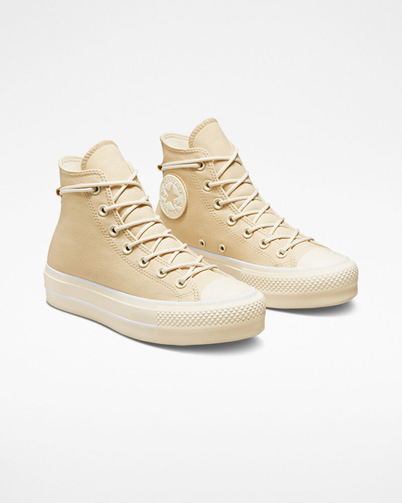 Dámské Boty Na Platformy Converse ​Chuck Taylor All Star Lift Platene Oat Milk/Oat Milk | 5432-ZWRUP