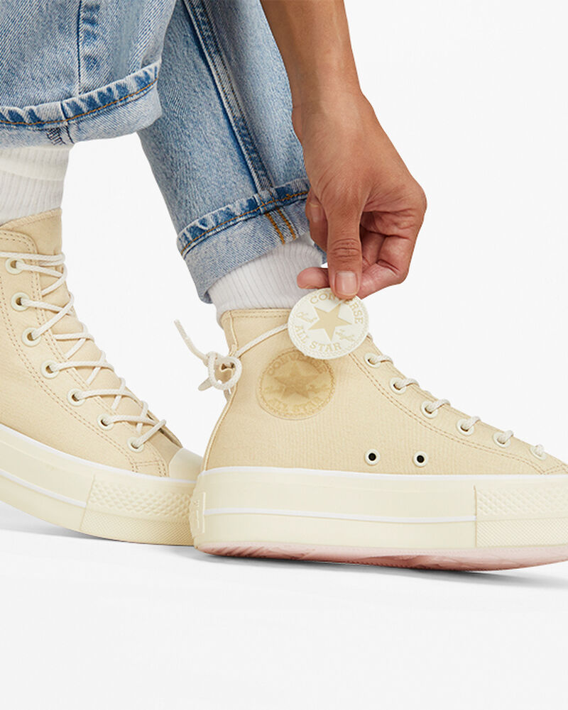 Dámské Boty Na Platformy Converse ​Chuck Taylor All Star Lift Platene Oat Milk/Oat Milk | 5432-ZWRUP