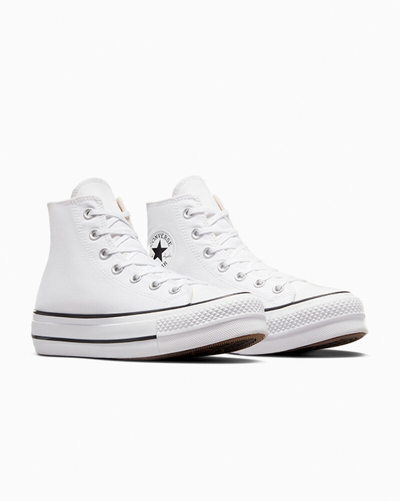 Dámské Boty Na Platformy Converse ​Chuck Taylor All Star Lift Platene Bílé Černé Bílé | 5618-LAVGT