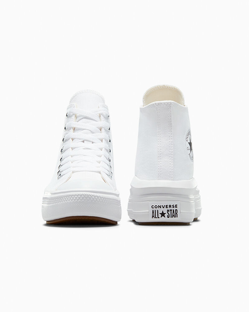 Dámské Boty Na Platformy Converse ​Chuck Taylor All Star Move Bílé Béžový Bílé Černé | 7052-YUPLZ