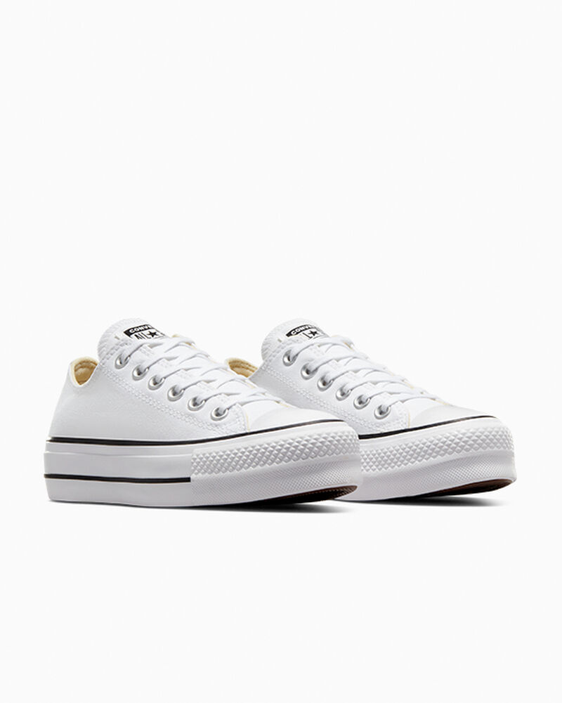 Dámské Boty Na Platformy Converse ​Chuck Taylor All Star Lift Platene Bílé Černé Bílé | 7145-ETXPK