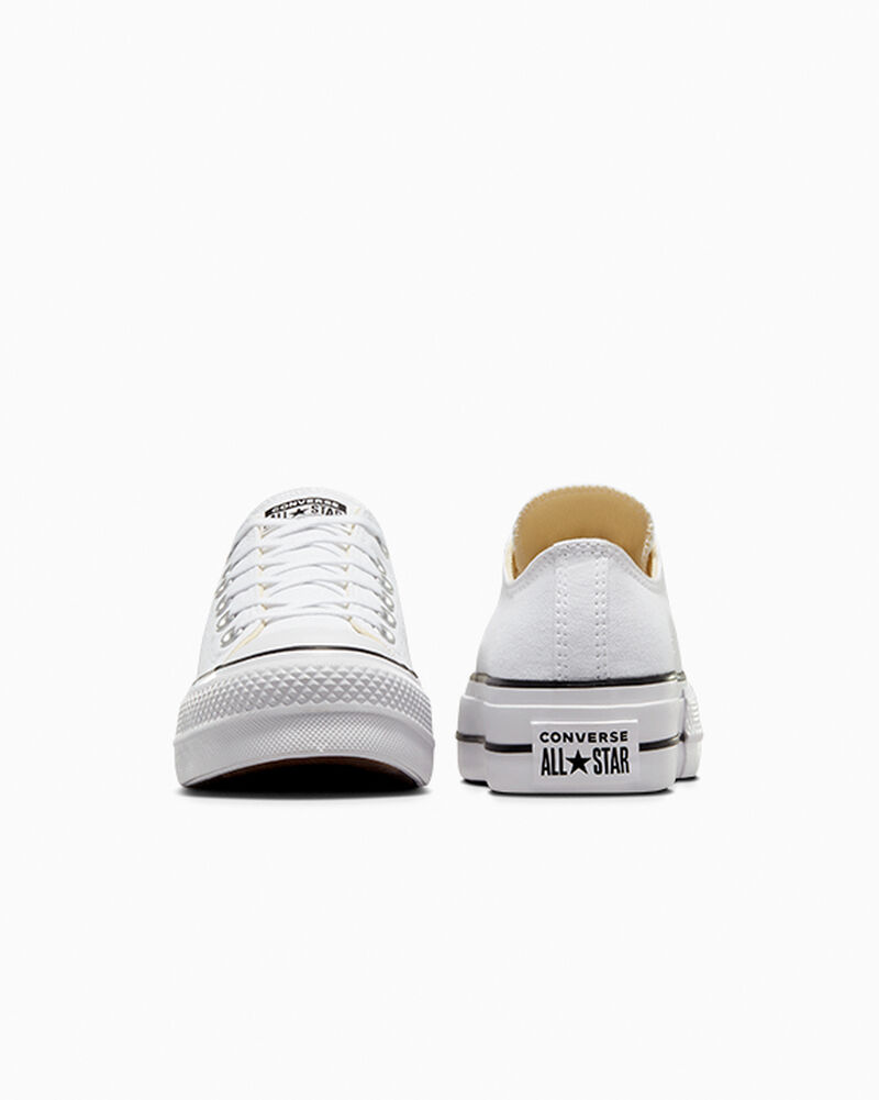Dámské Boty Na Platformy Converse ​Chuck Taylor All Star Lift Platene Bílé Černé Bílé | 7145-ETXPK