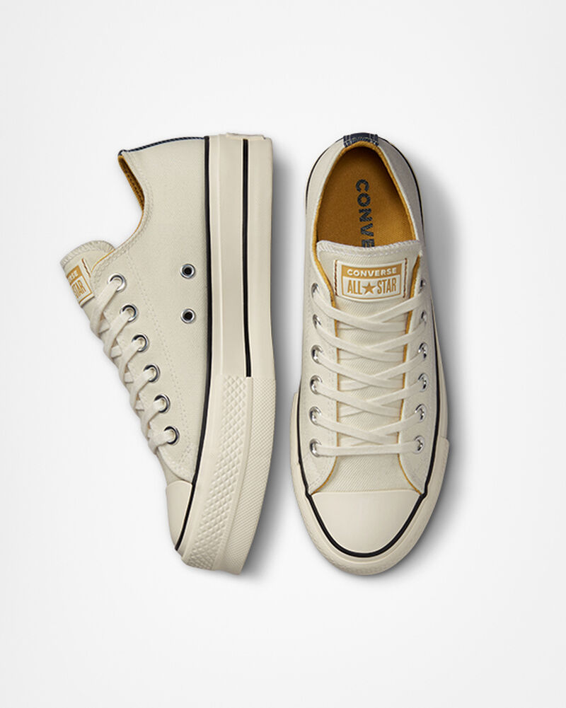 Dámské Boty Na Platformy Converse ​Chuck Taylor All Star Lift Denim & Platene Tmavě Blankyt Oranžové | 7481-RLGEV
