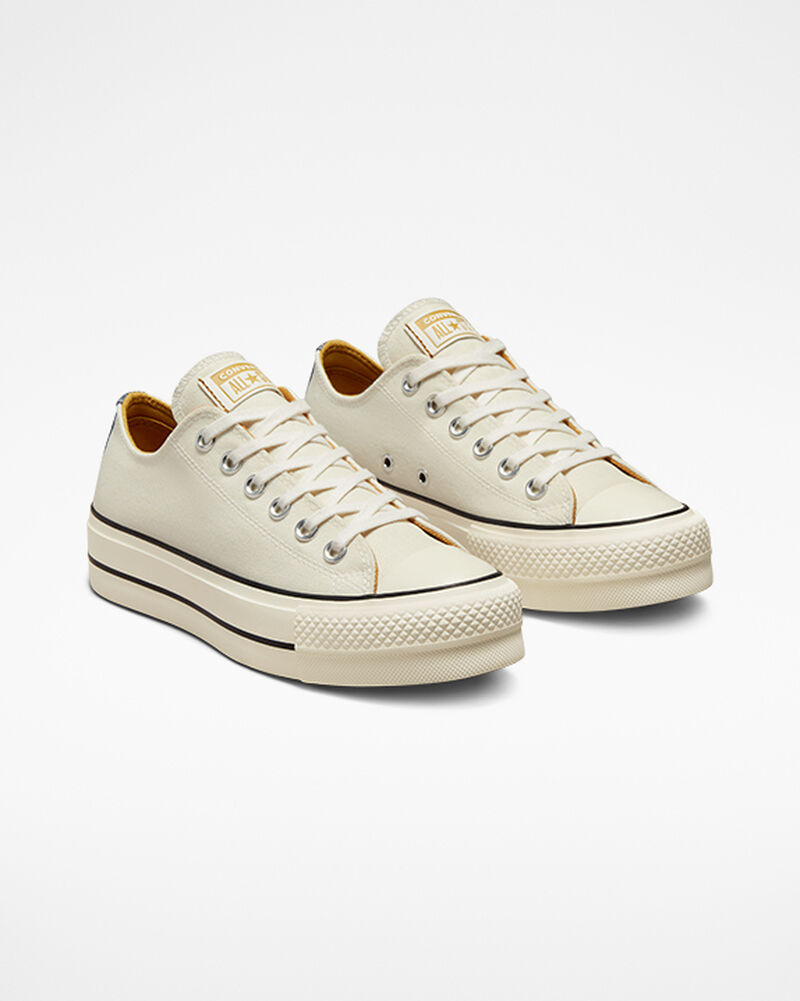 Dámské Boty Na Platformy Converse ​Chuck Taylor All Star Lift Denim & Platene Tmavě Blankyt Oranžové | 7481-RLGEV