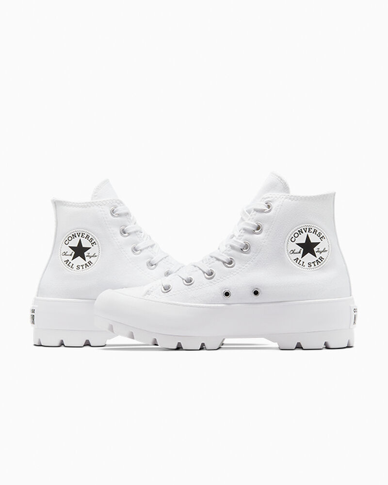Dámské Boty Na Platformy Converse ​Chuck Taylor All Star Lugged Bílé Černé Bílé | 7654-GWFZK