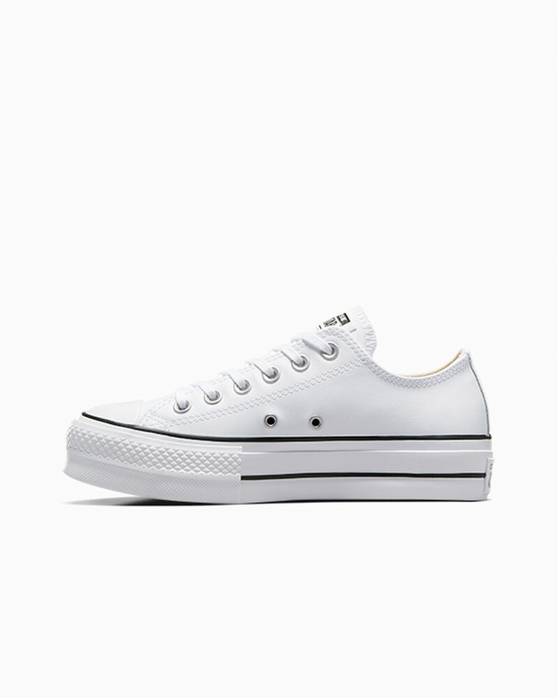Dámské Boty Na Platformy Converse ​Chuck Taylor All Star Lift Læder Bílé Černé Bílé | 8429-NHEVT