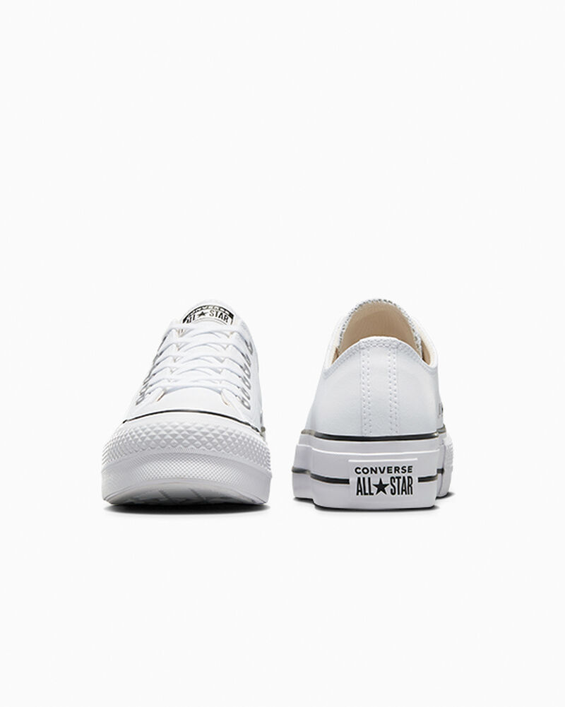 Dámské Boty Na Platformy Converse ​Chuck Taylor All Star Lift Læder Bílé Černé Bílé | 8429-NHEVT