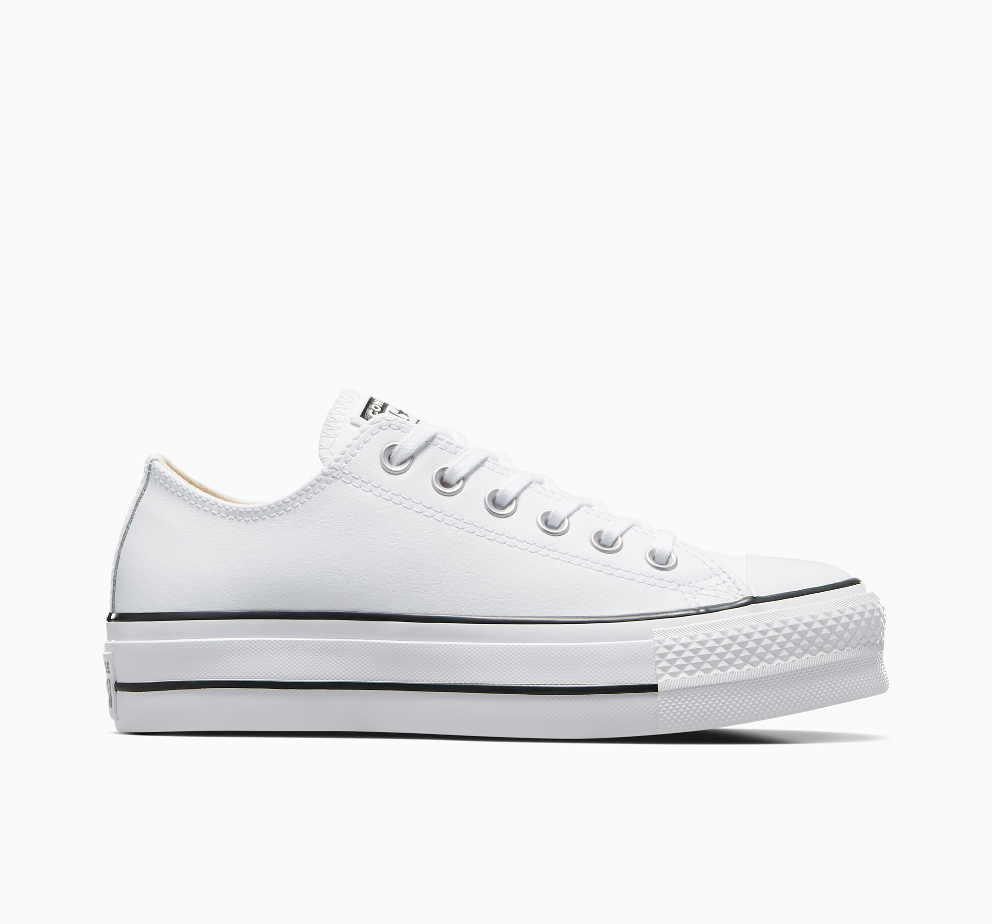Dámské Boty Na Platformy Converse ​Chuck Taylor All Star Lift Læder Bílé Černé Bílé | 8429-NHEVT