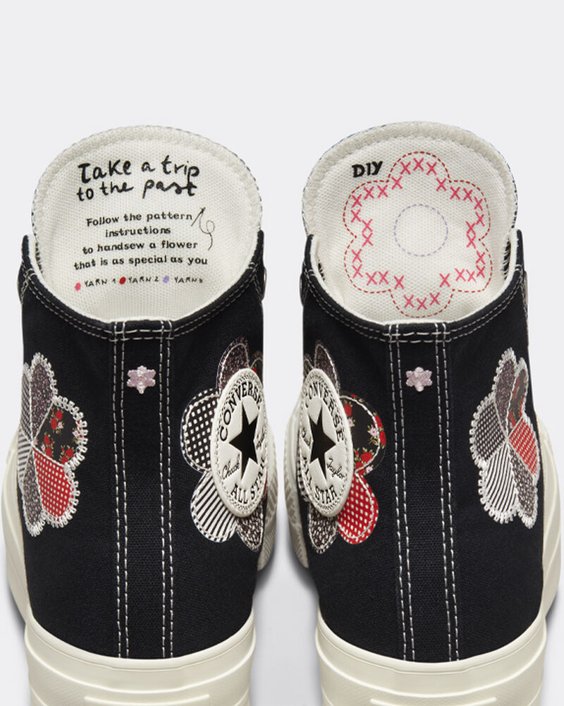 Dámské Boty Na Platformy Converse ​Chuck Taylor All Star Lift Crafted Patchwork Černé Červené | 9135-NYAMF