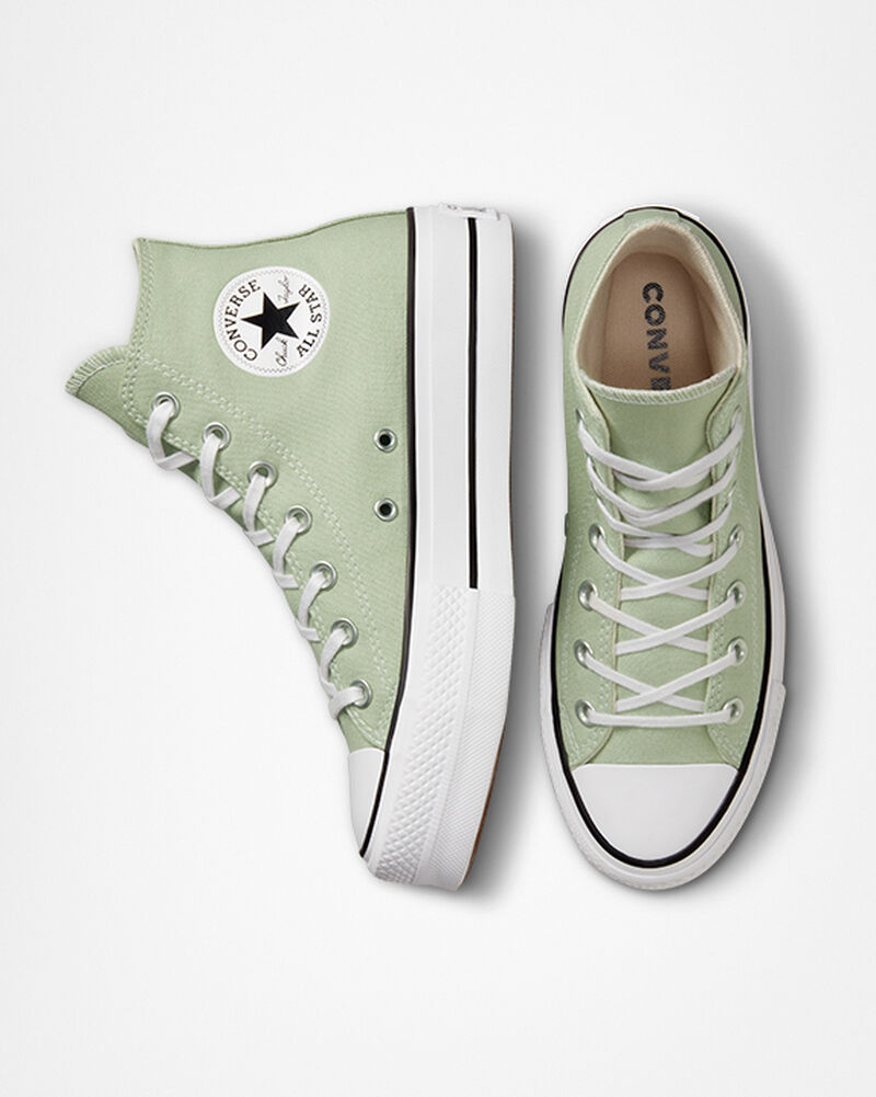 Dámské Boty Na Platformy Converse ​Chuck Taylor All Star Lift Platene Olivy Zelené Bílé Černé | 9264-QIWBA