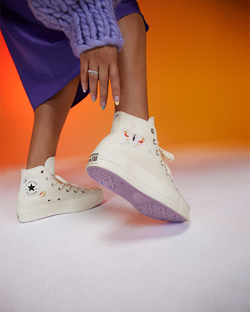 Dámské Boty Na Platformy Converse ​Chuck Taylor All Star Lift Butterfly Wings Růžové | 9643-KYHPD