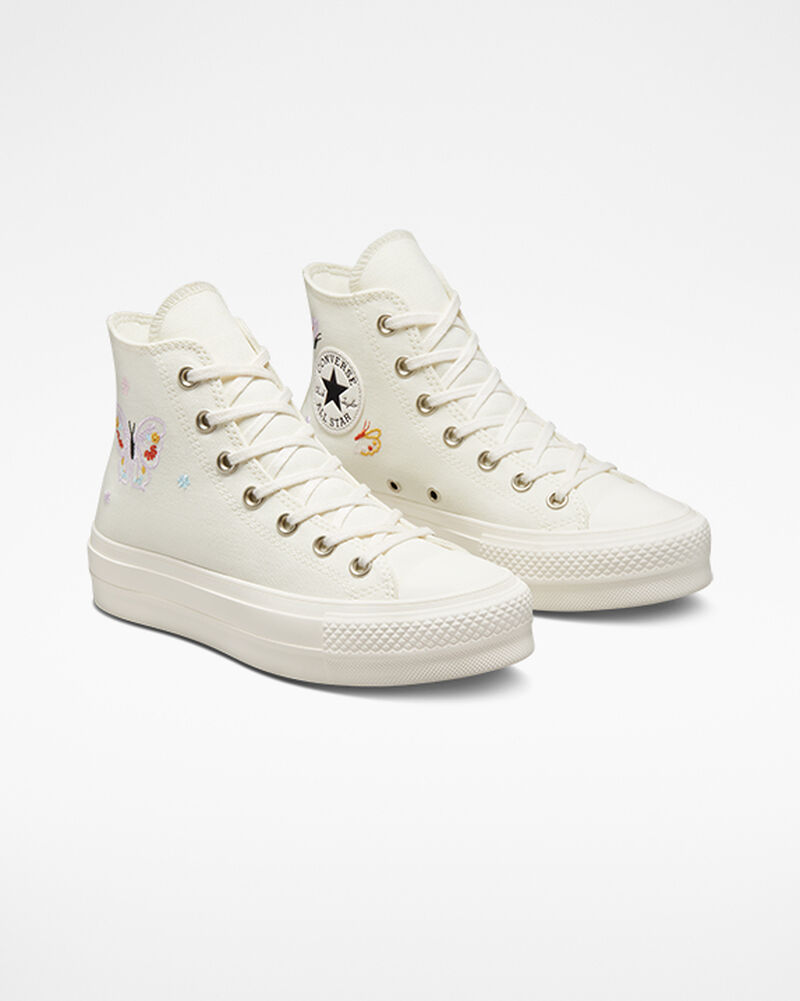 Dámské Boty Na Platformy Converse ​Chuck Taylor All Star Lift Butterfly Wings Růžové | 9643-KYHPD