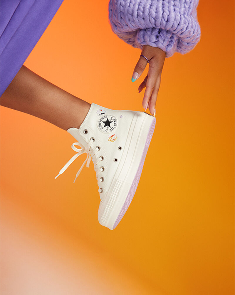 Dámské Boty Na Platformy Converse ​Chuck Taylor All Star Lift Butterfly Wings Růžové | 9643-KYHPD