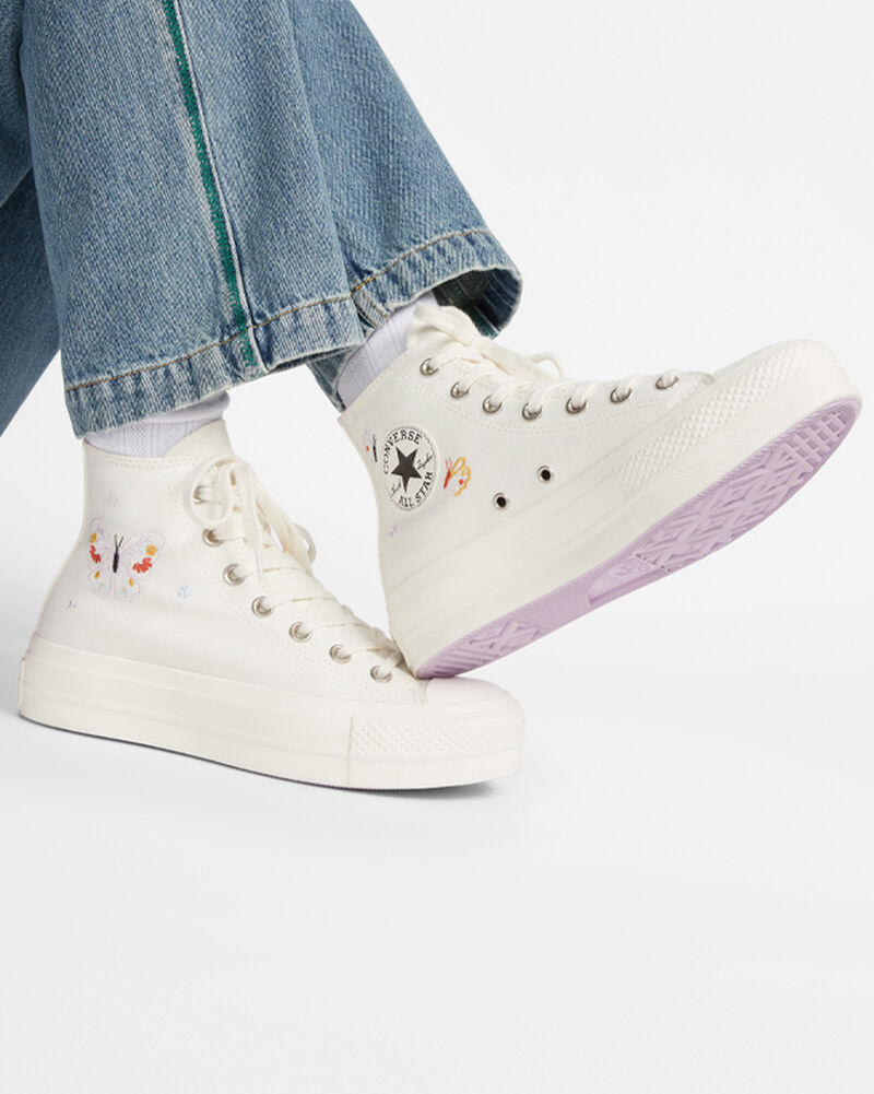 Dámské Boty Na Platformy Converse ​Chuck Taylor All Star Lift Butterfly Wings Růžové | 9643-KYHPD