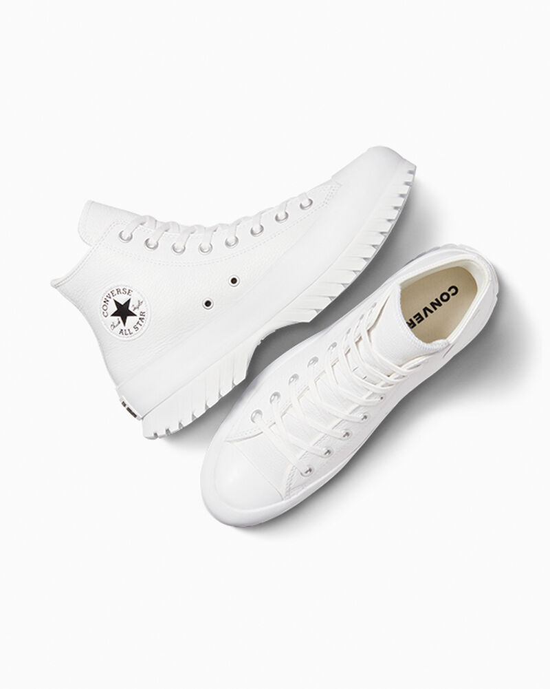 Dámské Boty Na Platformy Converse ​Chuck Taylor All Star Lugged 2.0 Læder Bílé Černé | 9704-IJUSM