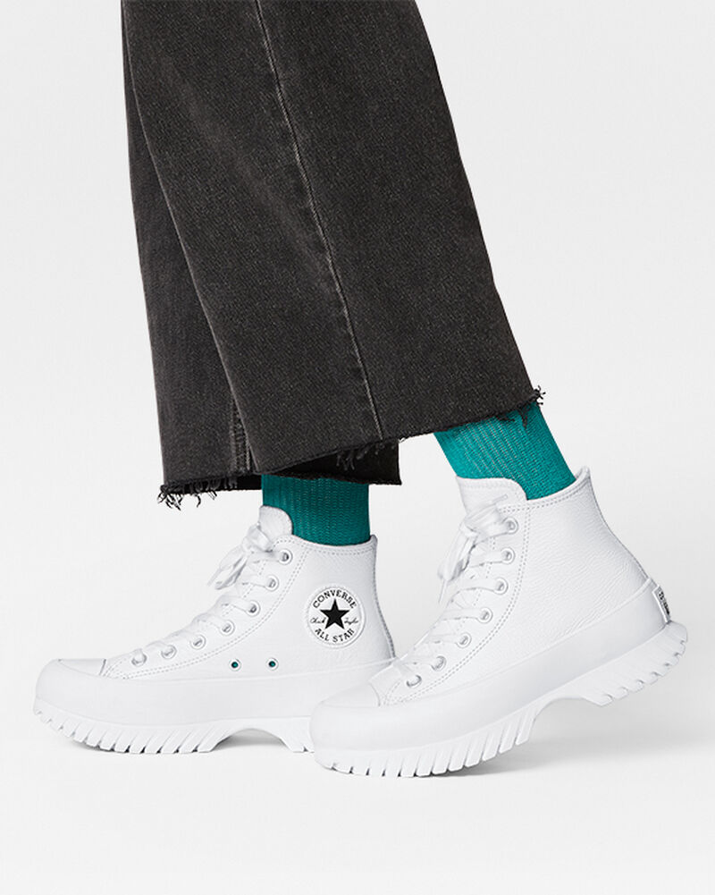 Dámské Boty Na Platformy Converse ​Chuck Taylor All Star Lugged 2.0 Læder Bílé Černé | 9704-IJUSM