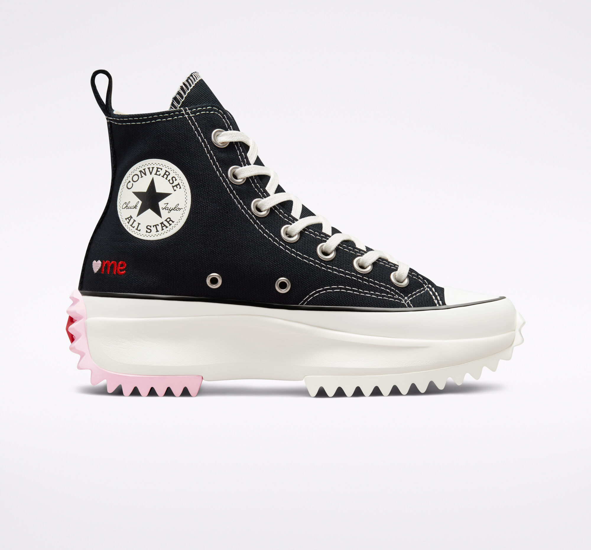 Dámské Boty Na Platformy Converse ​Run Star Hike Embroidered Hearts Unisex Černé Červené | 4903-DZGCK