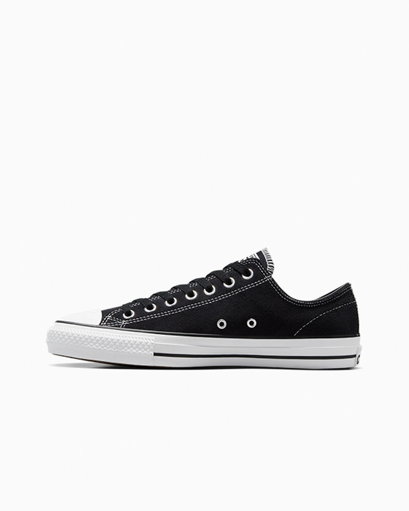 Dámské Nízké Converse ​CONS Chuck Taylor All Star Pro Semišové Skate Černé Černé Bílé | 9672-OKFJS