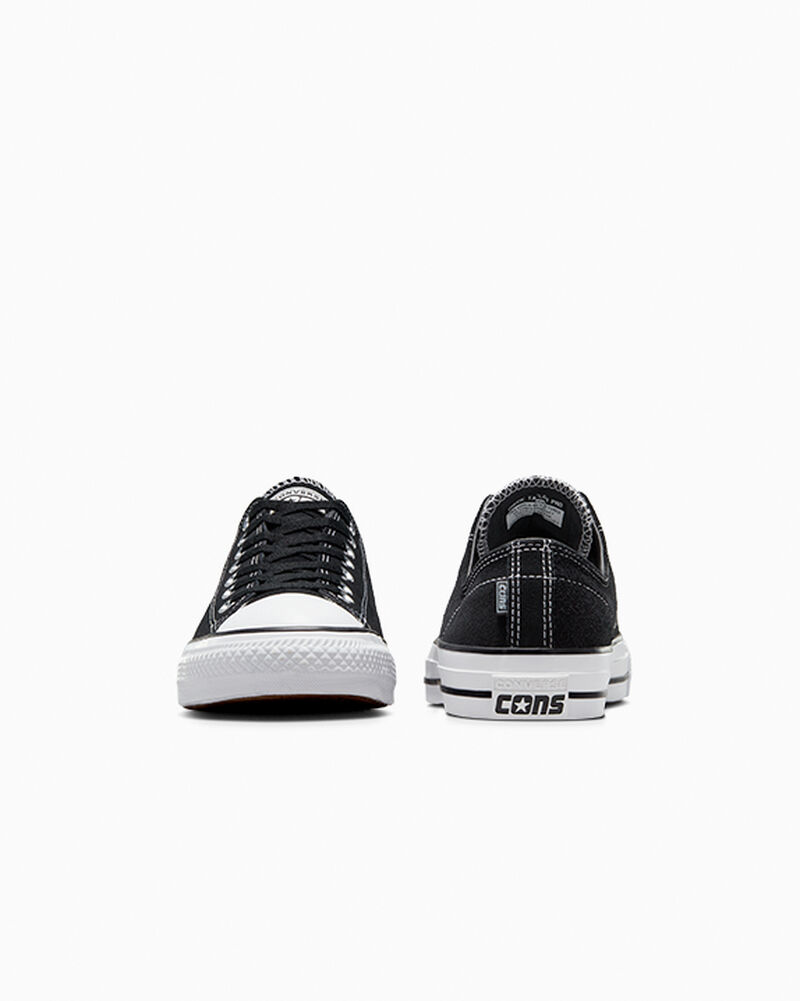 Dámské Nízké Converse ​CONS Chuck Taylor All Star Pro Semišové Skate Černé Černé Bílé | 9672-OKFJS