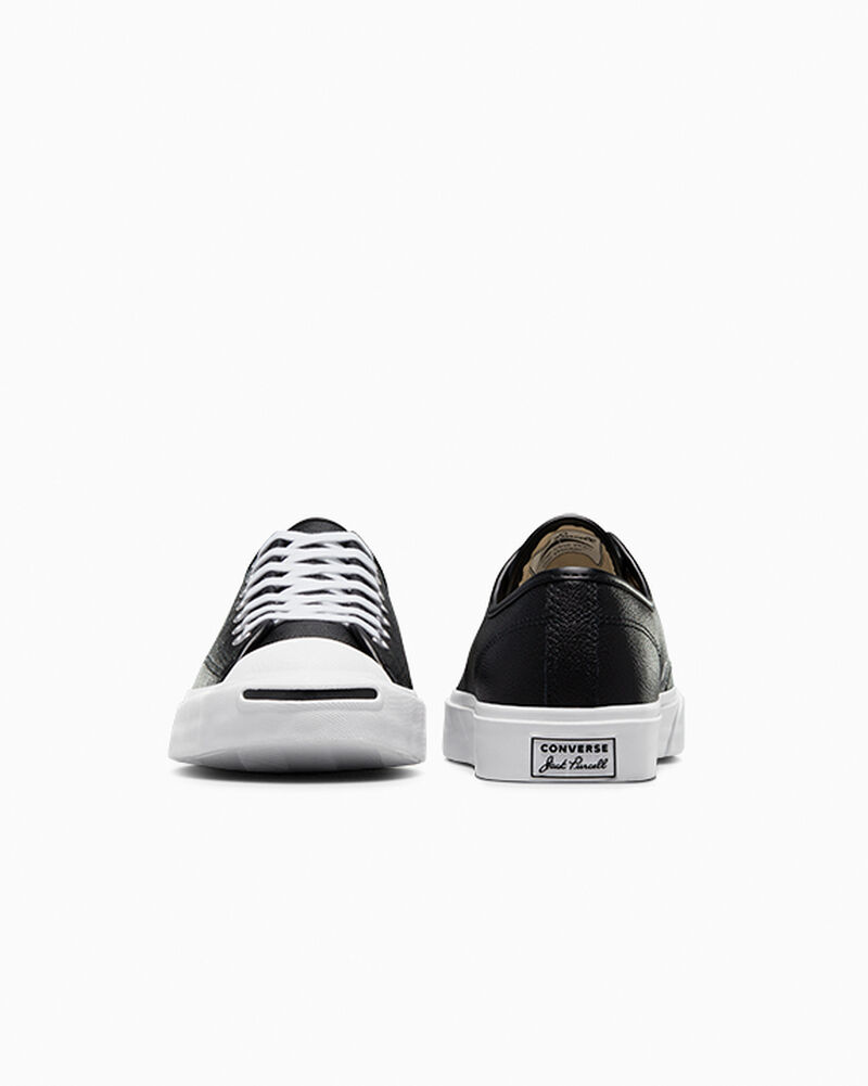 Dámské Nízké Converse ​Jack Purcell Læder Unisex Černé Bílé Bílé | 6974-OAZRI