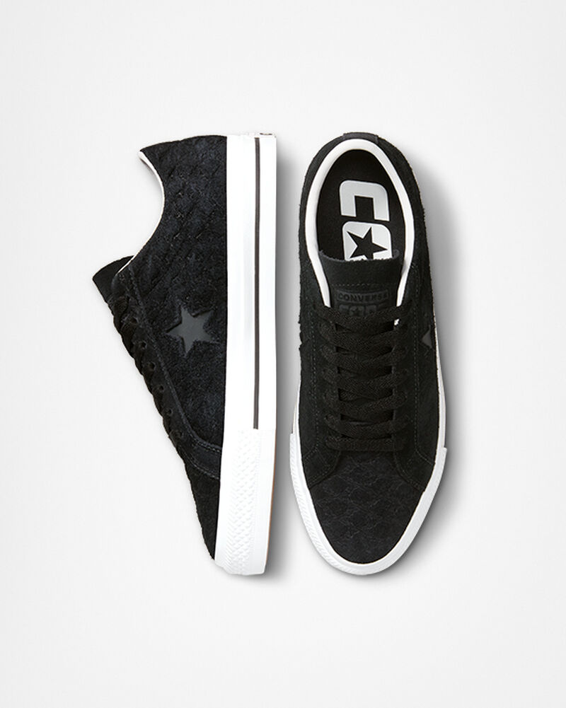 Dámské Nízké Converse ​One Star Pro Bones Skate Černé Černé Bílé | 4159-UDZKE