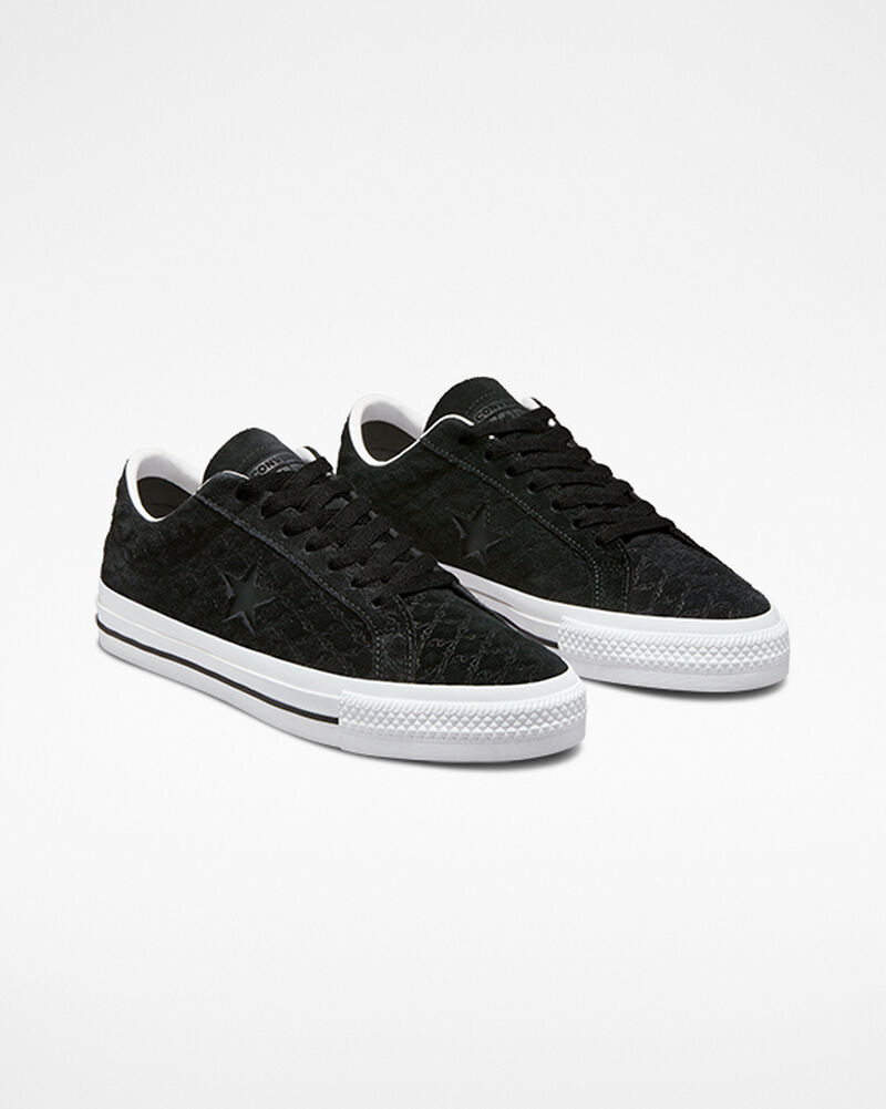 Dámské Nízké Converse ​One Star Pro Bones Skate Černé Černé Bílé | 4159-UDZKE