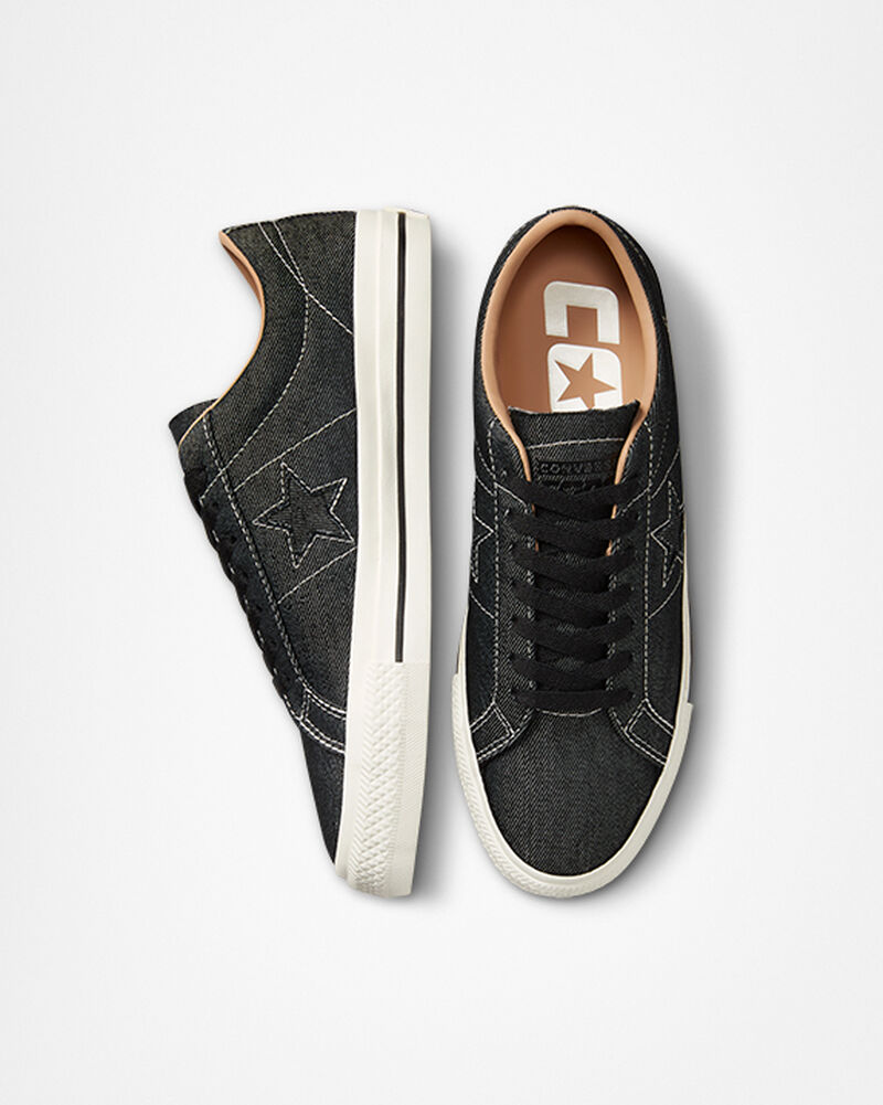 Dámské Nízké Converse ​One Star Pro Denim Skate Černé Černé | 8213-DOLPU