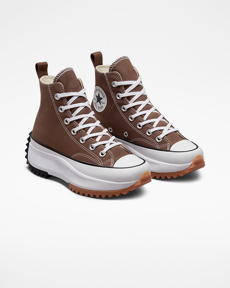 Dámské Vysoké Converse Run Star Hike Hnědé Černé Bílé | 3584-TXKFD