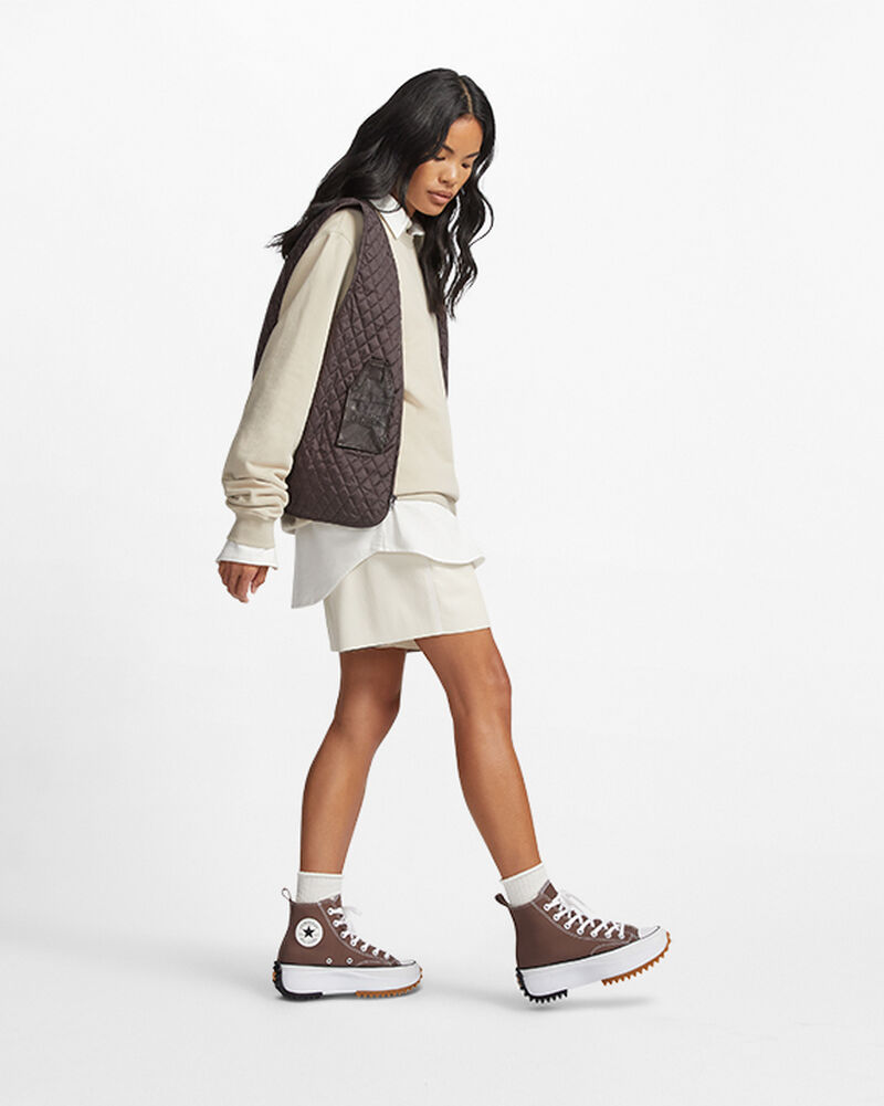 Dámské Vysoké Converse Run Star Hike Hnědé Černé Bílé | 3584-TXKFD